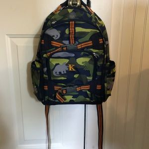 Pottery barn Dino camo Pre-k backpack “K” on front